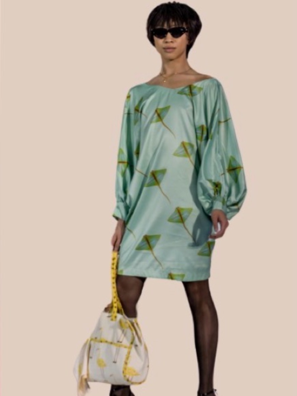 Light Teal Stingray-Print Women's Dress
